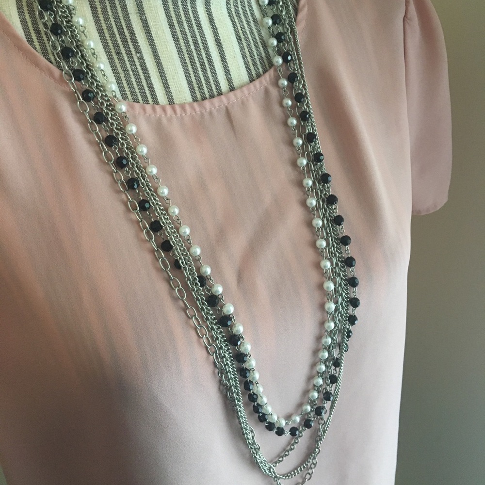 EXPRESS multi chain faux pearl necklace